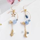 Faux Pearl Faux Crystal Moon & Star Dangle Earring