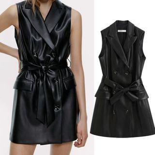 Belted Faux Leather Vest
