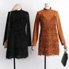 Mock Two-piece Furry Dress