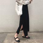 Slit Maxi Straight-fit Knit Skirt Black - One Size