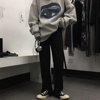 Drawstring Front-slit Straight Leg Pants