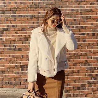 Faux-fur Biker Jacket Ivory - One Size