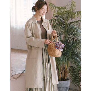 Single-breasted Flap-pocket Jacket Beige - One Size