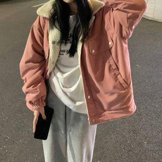 Collared Fleece Lined Corduroy Jacket