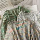 Dip-back Striped Crop Knit Top