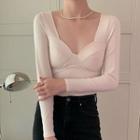 Long-sleeve Padded Plain Top