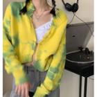 Tie-dyed Knit Cardigan As Shown In Figure - One Size