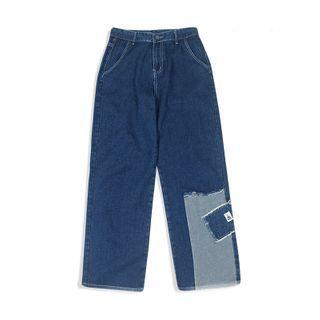 Patch Applique Wide-leg Jeans