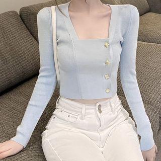 Button-up Knit Blouse