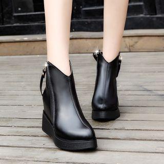 Platform Pointed Hidden Wedge Ankle Boots
