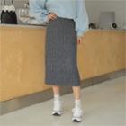 Ribbed H-line Midi Knit Skirt