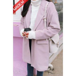 Stitched-trim Hidden-button Coat