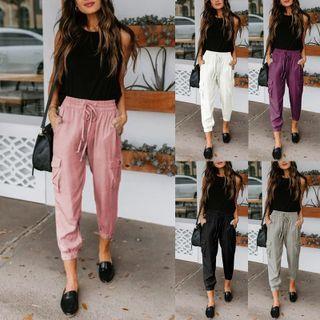 High-waist Drawstring Pockets Sweatpants