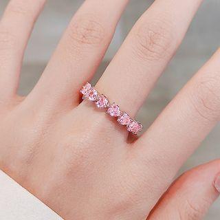 Heart Faux Crystal Alloy Open Ring Ly2644 - Ring - Pink - One Size