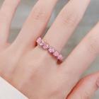 Heart Faux Crystal Alloy Open Ring Ly2644 - Ring - Pink - One Size