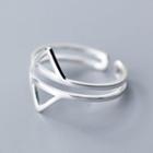 925 Sterling Silver Geometric Layered Open Ring Silver - One Size