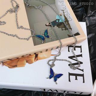 Color Changing Butterfly Pendant Stainless Steel Necklace
