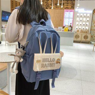 Two-tone Lettering Rabbit Ear Accent Backpack