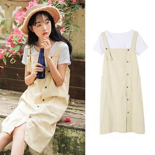Set: Plain Jumper Dress + Short Sleeve T-shirt