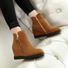 Wedge Zip-accent Ankle Boots