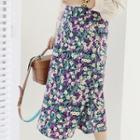 Zip-side A-line Floral Skirt