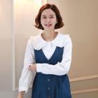 Frill-collar Blouse Ivory - One Size