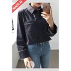Wide-sleeve Pocket-front Piped Shirt
