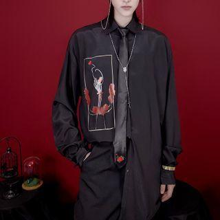 Long-sleeve Skeleton Print Shirt