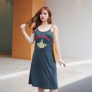 Spaghetti Strap Cartoon Print A-line Dress