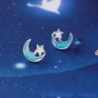 925 Sterling Silver Moon & Star Earring 1 Pair - Crescent & Star - One Size
