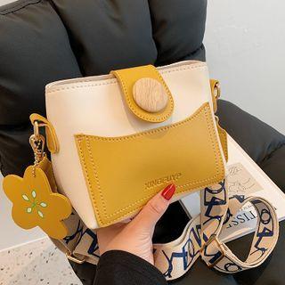 Floral Charm Paneled Bucket Bag