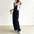 High-waist Washed Straight-cut Jumpsuit