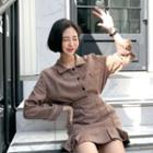 Set: Relaxed-fit Check Shirt + Pleated Miniskirt One Size