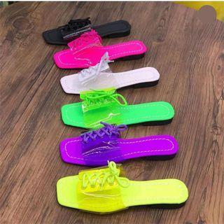 Lace Up Pvc Slide Sandals