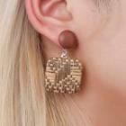 Straw Woven Square Drop Earring