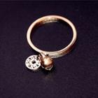 Coin Rhinestone Stainless Steel Ring