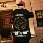 Round-neck Printed Letter Oversize Top