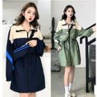 Set: Stand Collar Two-tone Zip Jacket + Sling Bag