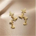 Rhinestone Alloy Butterfly Dangle Earring 1 Pair - 925 Silver Stud Earrings - Gold - One Size