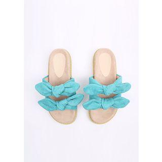 Bow Faux-suede Slide Sandals