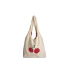 Fluffy Cherry Embroidery Tote Bag Almond - One Size