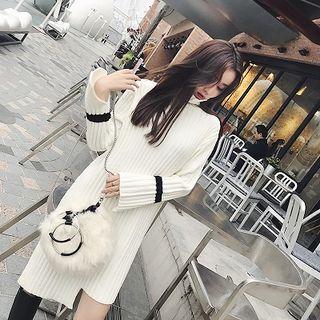 Turtleneck Asymmetrical Sweater Dress
