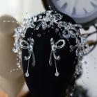 Set : Wedding Faux Crystal Headband + Earring Headband - White - One Size / 1 Pair - Earrings - White - One Size