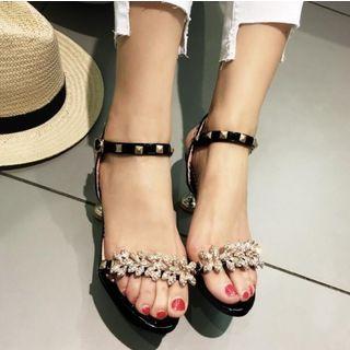 Studded Ankle Strap Rhinestone Sandals