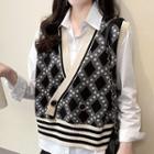 Patterned Double-breasted Sweater Vest