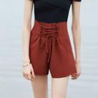 Lace-up High-waist Wide Leg Shorts