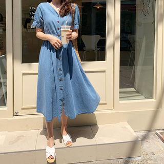 Denim Long Flare Dress