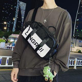 Lettering Mesh Pocket Crossbody Bag