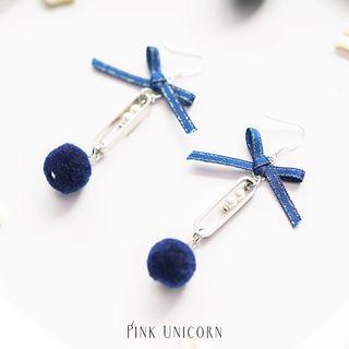 Bow Pom Pom Dangle Earring