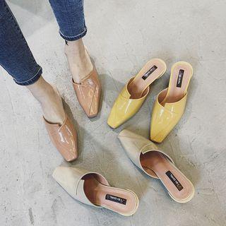 Low Heel Square Toe Mules